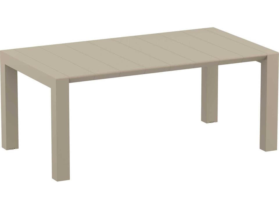 Vegas 70-Inch Extendable Polypropylene Rectangular Dining Table in Taupe