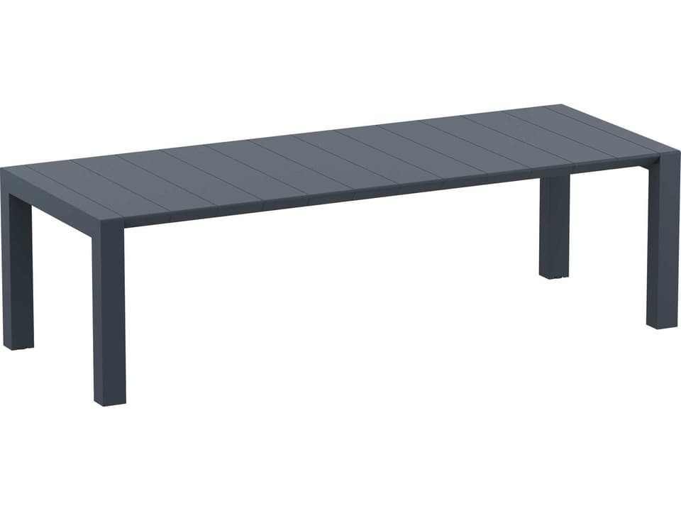 Vegas Wicker Dark Gray Polypropylene Rectangular Dining Table