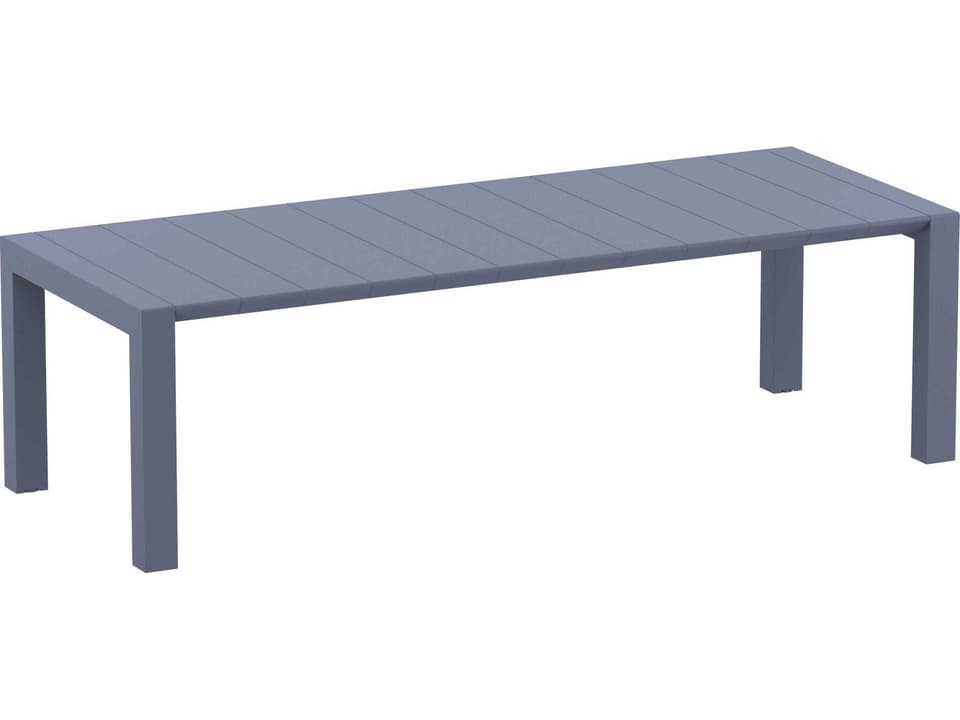 Vegas 102-118 Inch Extendable Rectangular Dining Table in Dark Gray