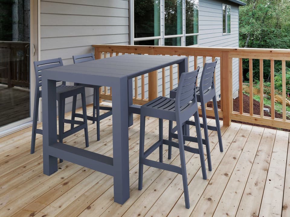 Vegas 4-Person Extendable Bar Set with Jamaica Stools in Dark Gray