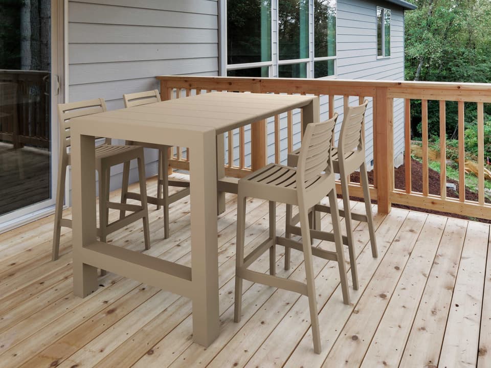 Vegas 5-Piece Taupe Polypropylene Extending Bar Dining Set