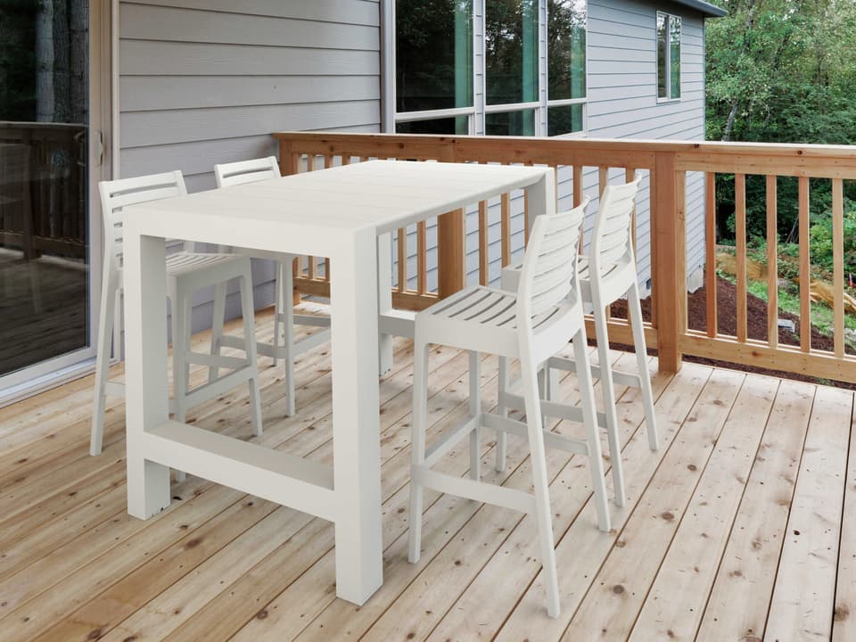 Vegas 5-Piece White Extendable Polypropylene Bar Dining Set