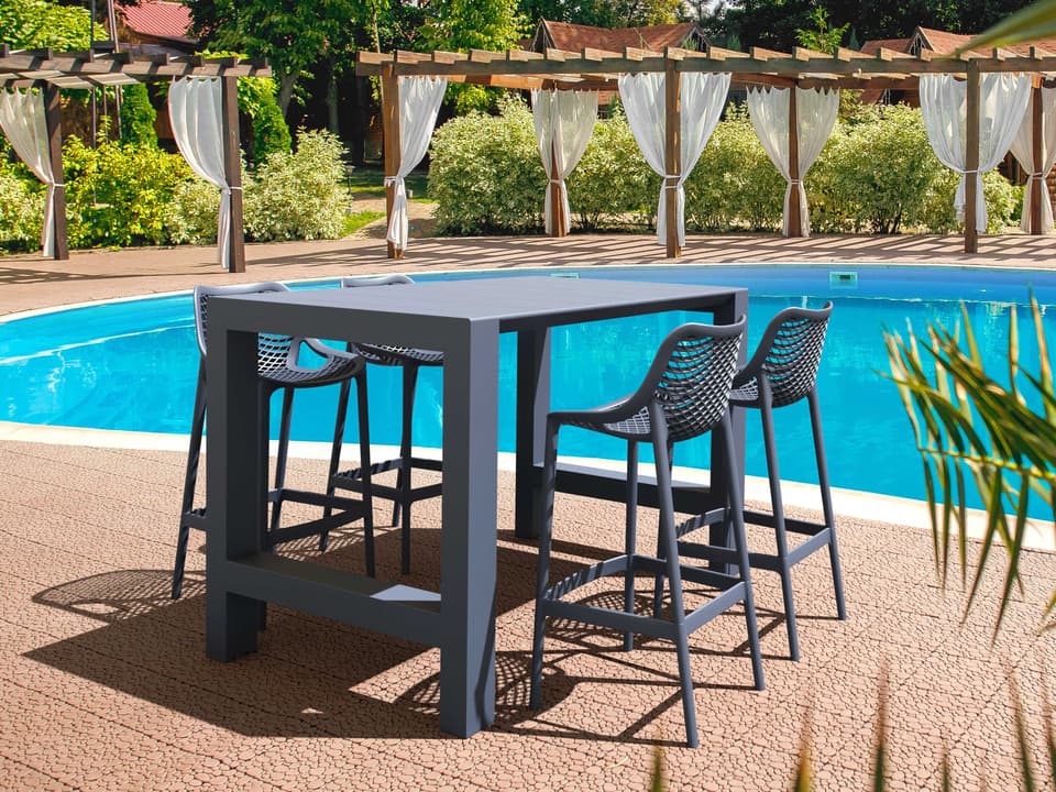 Vegas 5-Piece Extendable Polypropylene Bar Set in Dark Gray