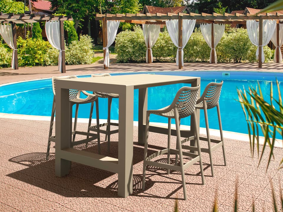 Vegas Air 5-Piece Extendable Polypropylene Bar Set in Taupe