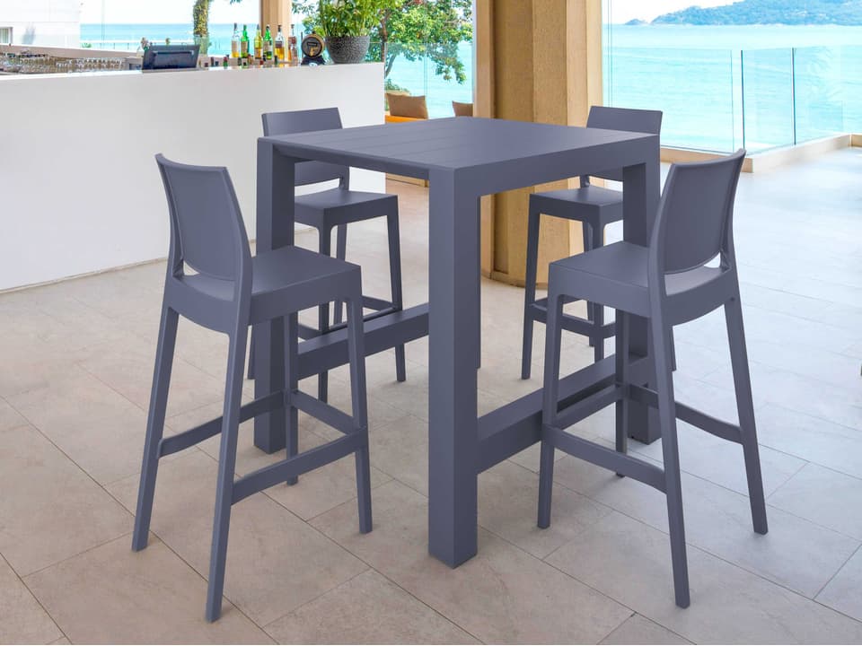 Vegas Maya 5-Piece Extendable Bar Set in Dark Gray