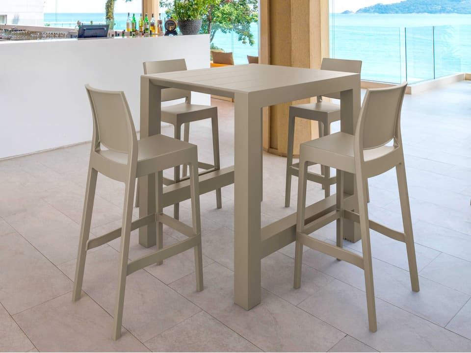 Vegas Maya 5-Piece Extendable Polypropylene Bar Set in Taupe