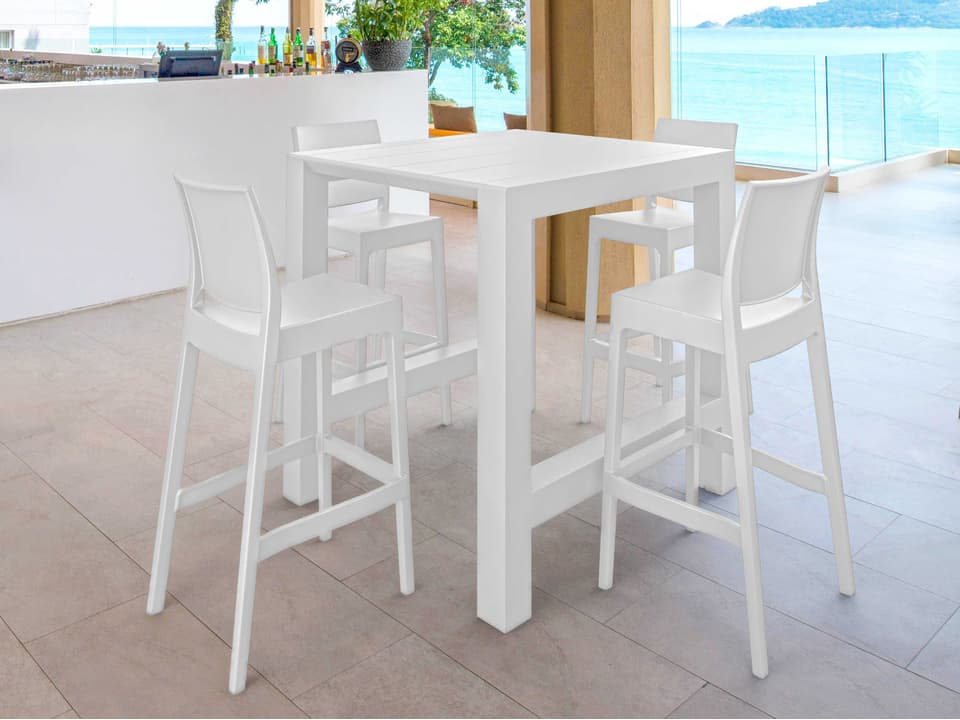 Vegas Air XL 5-Piece Extending Square Dining Set in White