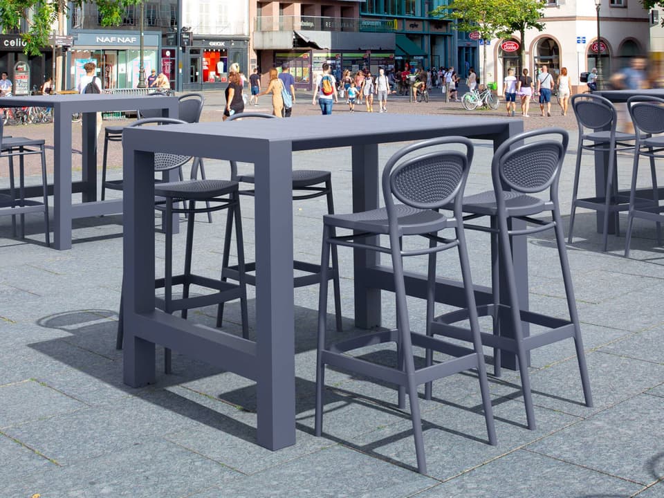 Vegas Extendable Polypropylene Bar Dining Set in Dark Gray