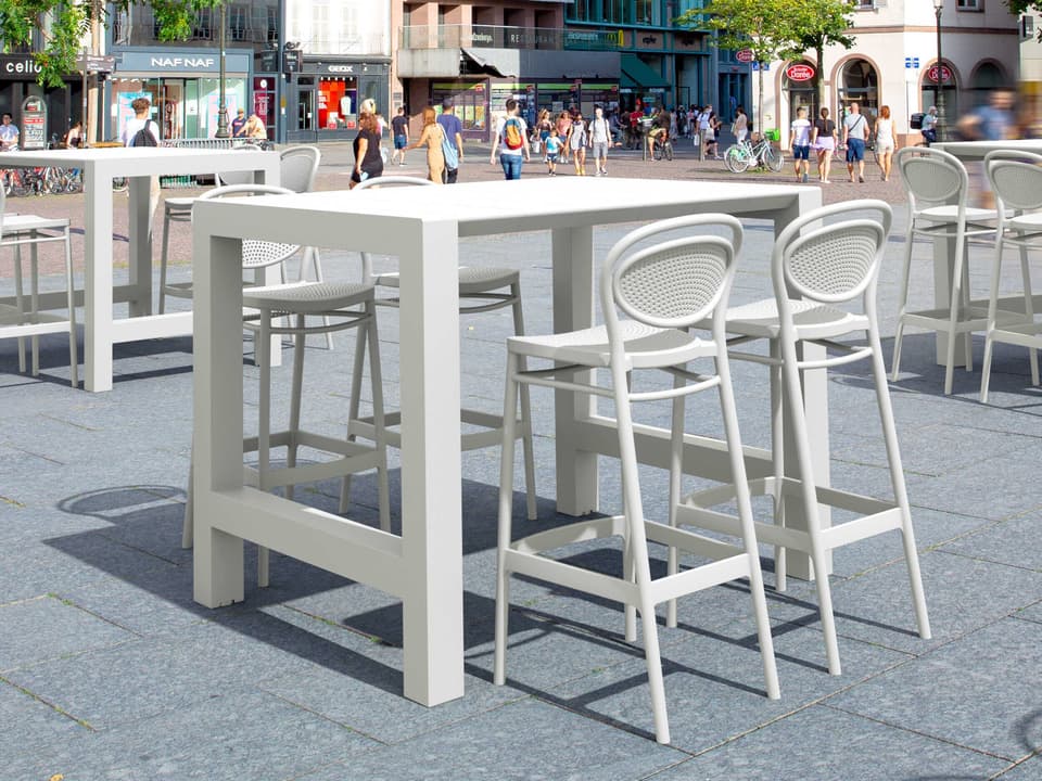 Vegas 39-55 Inch Extending Polypropylene 5-Piece Dining Set in White