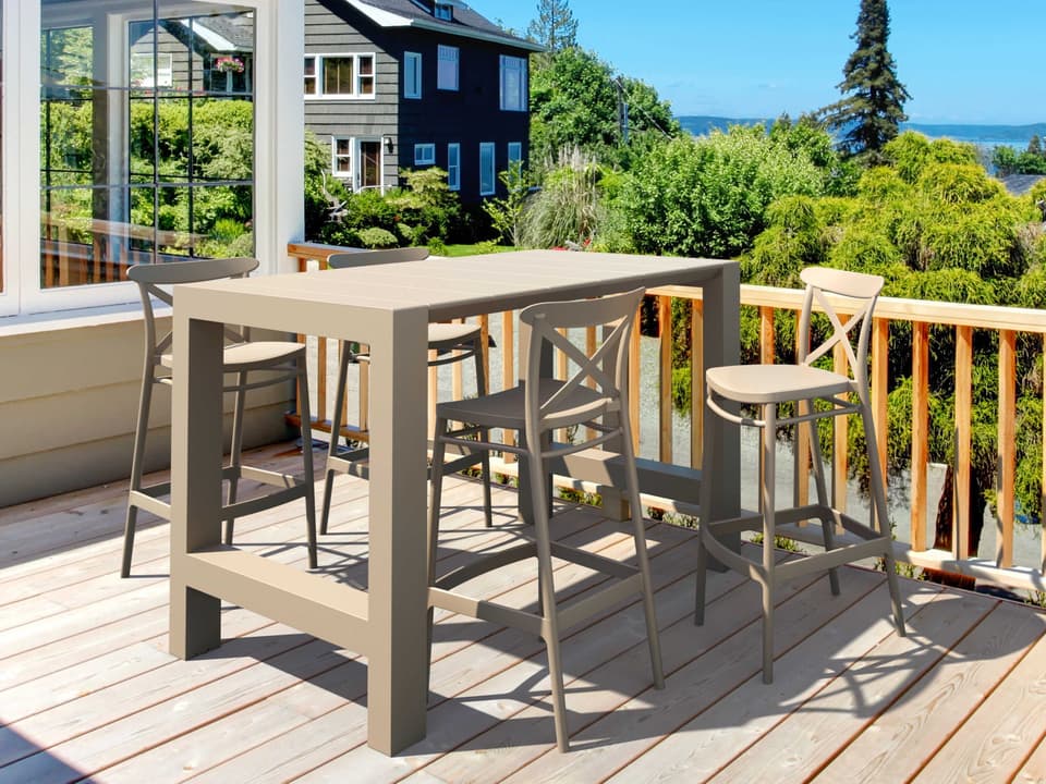 Vegas 5-Piece Extendable Bar Height Dining Set in Taupe