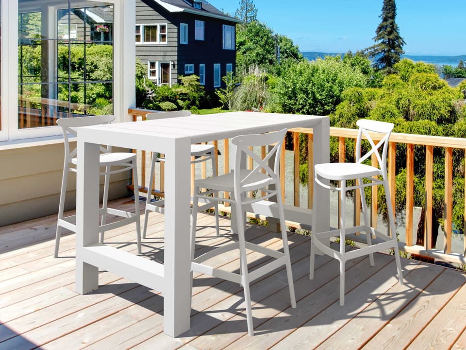 Vegas 5-Piece White Extendable Polypropylene Bar Dining Set