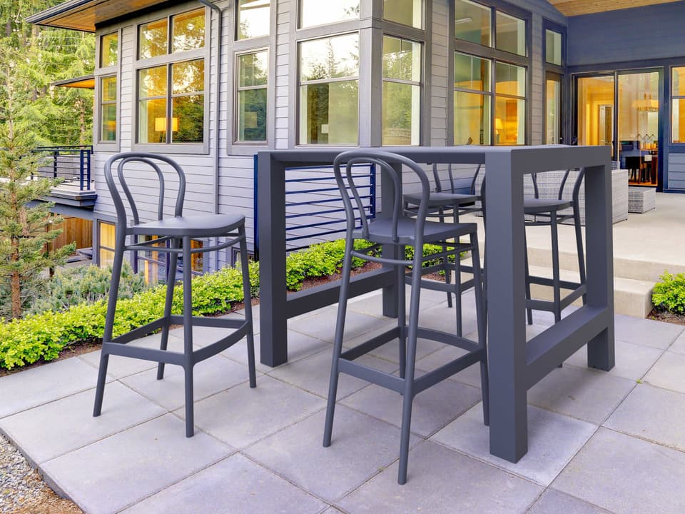 Vegas Extendable Polypropylene Bar Set in Dark Gray