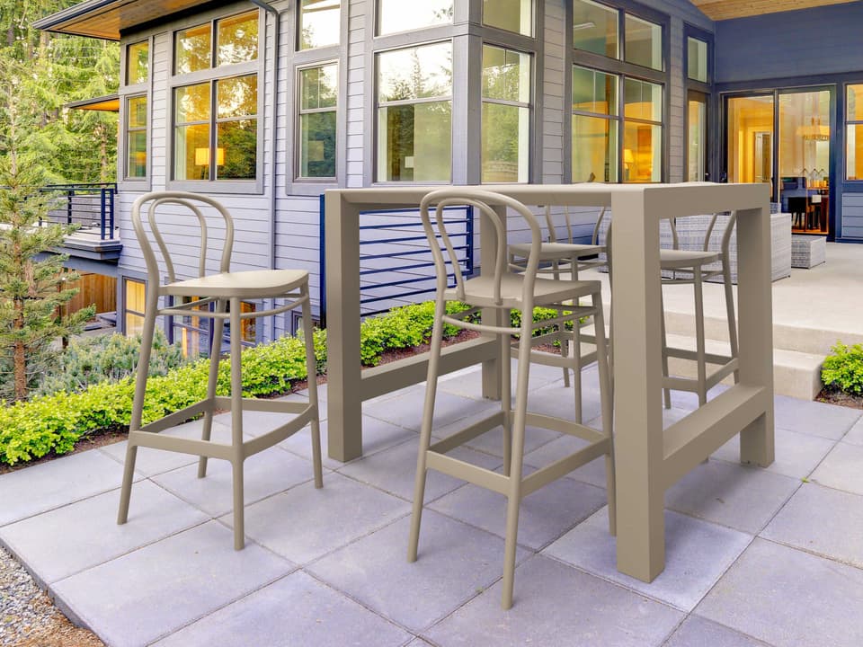 Vegas 5-Piece Extending Polypropylene Dining Set in Taupe
