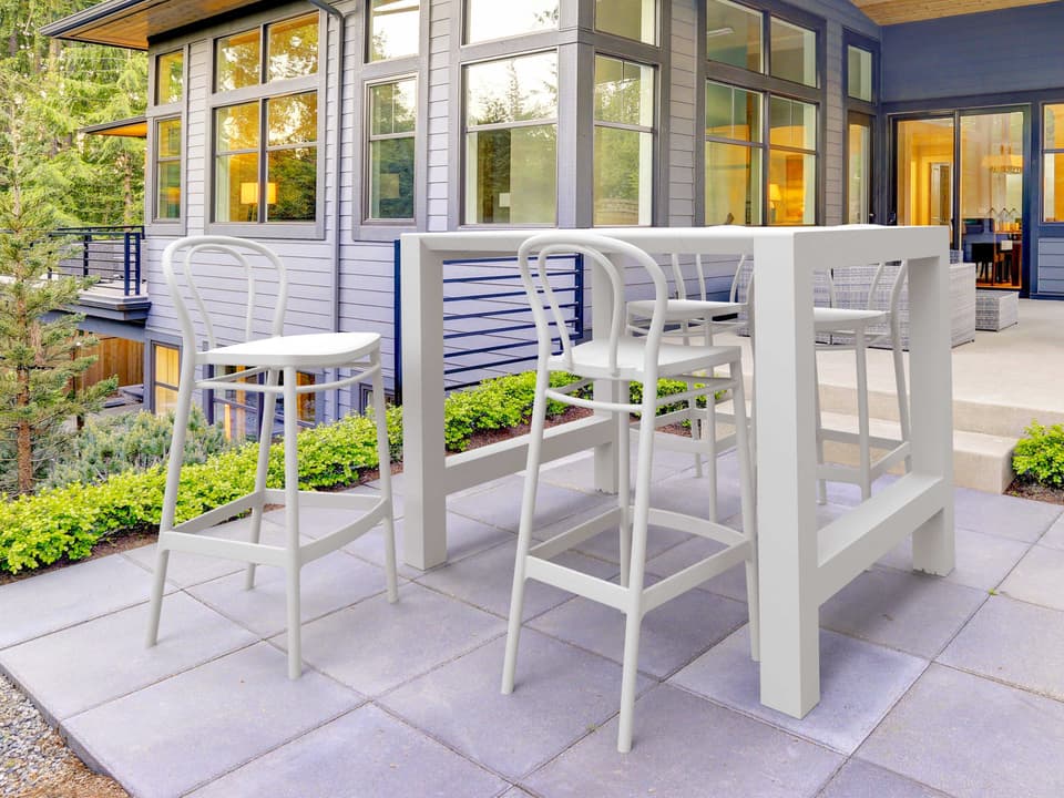Vegas Air XL 5-Piece Extendable Square Dining Set in White