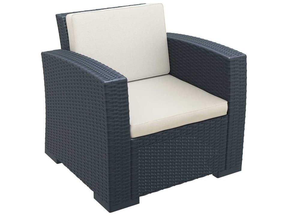 Monaco Dark Gray Resin Lounge Chair with Natural Cushion