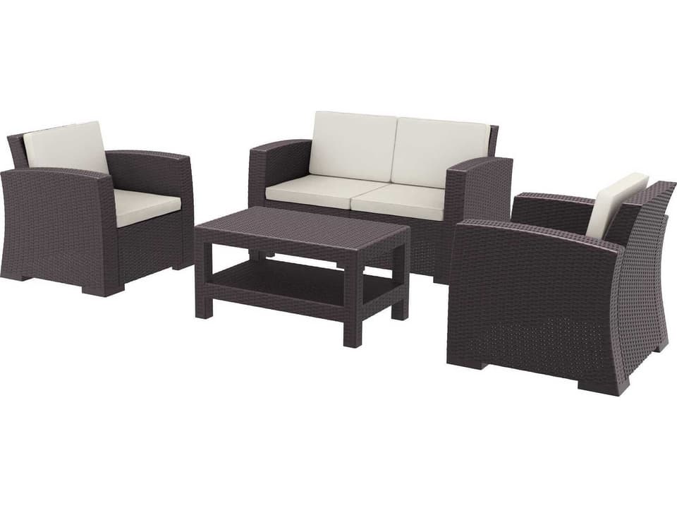 Monaco Brown Resin Cushion Lounge Set