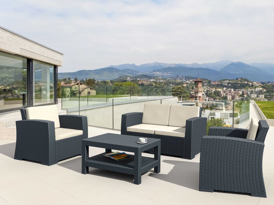Monaco Dark Gray Resin Cushion Lounge Set