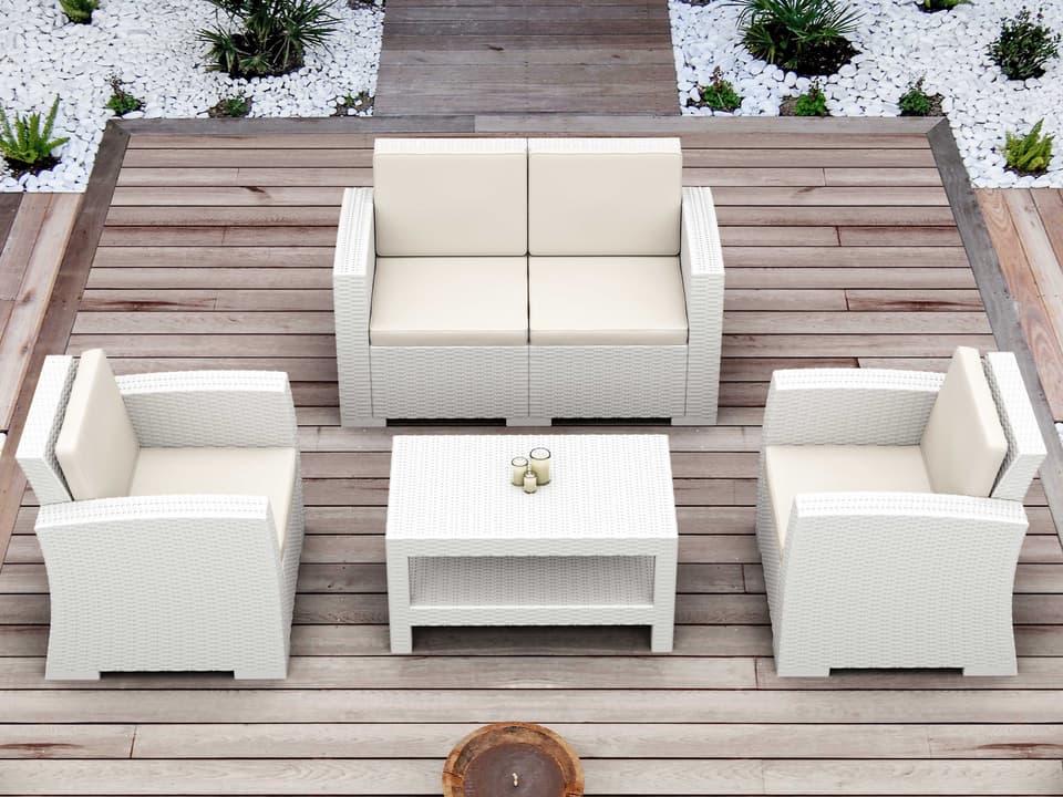 Monaco White Resin Cushion Lounge Set