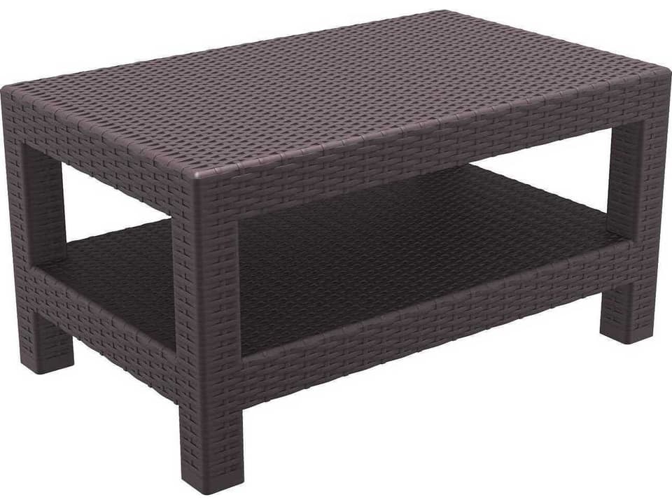 Monaco Rectangular Resin Coffee Table in Brown