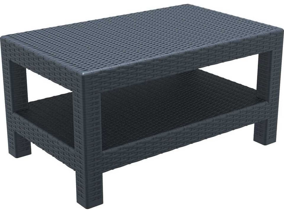 Monaco Resin Rectangular Coffee Table with Magazine Rack in Dark Gray