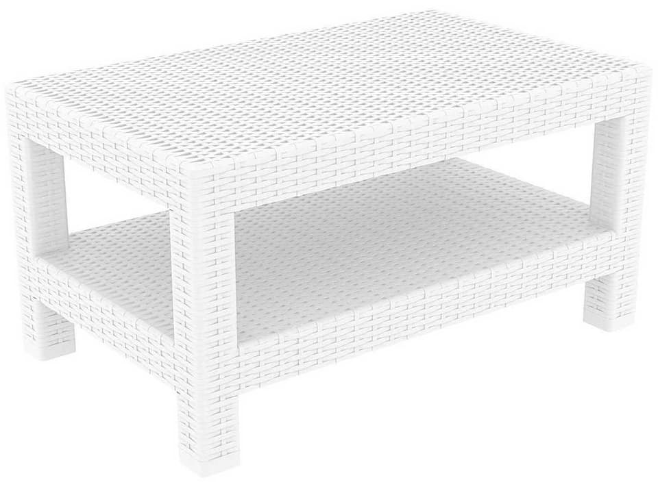 Monaco Rectangle Wickerlook Resin Coffee Table in White