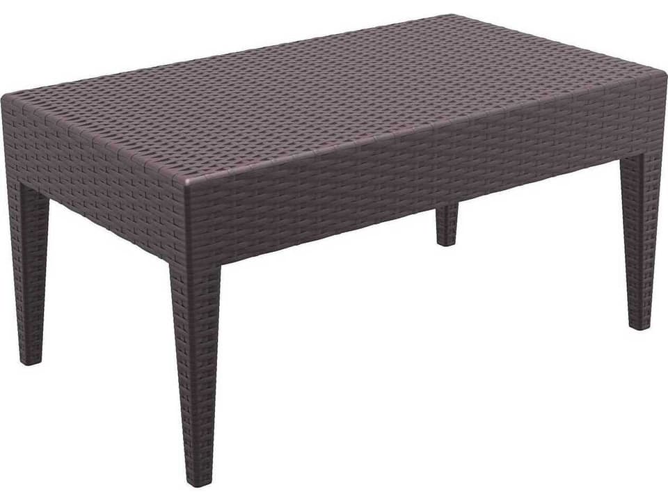 Miami 36-Inch Rectangular Wickerlook Resin Coffee Table in Brown