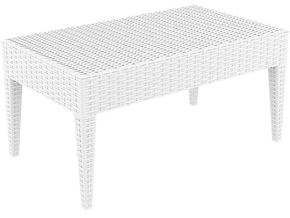 Miami White Resin Rectangular Coffee Table