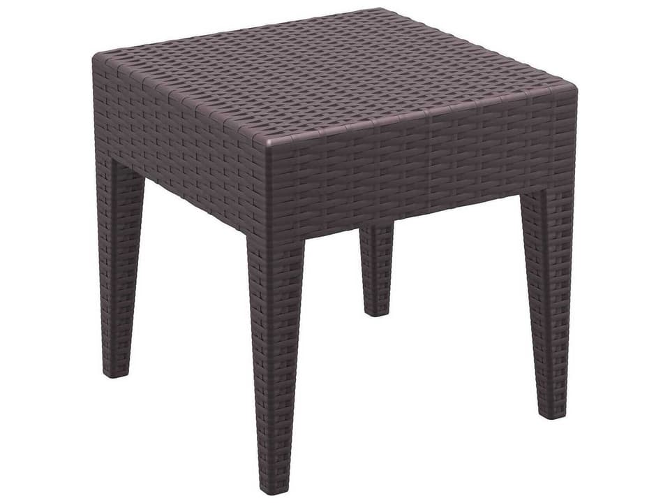 Miami Square Wickerlook Side Table in Brown