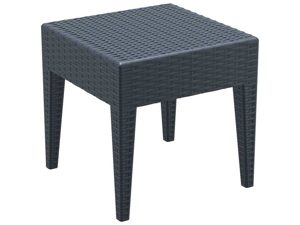 Miami Square Wickerlook Resin End Table in Dark Gray