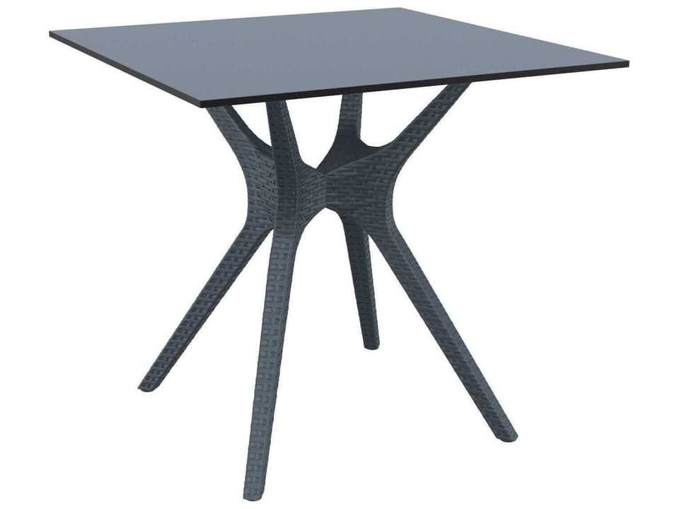 Ibiza 32-Inch Square Dining Table with HPL Top in Dark Gray