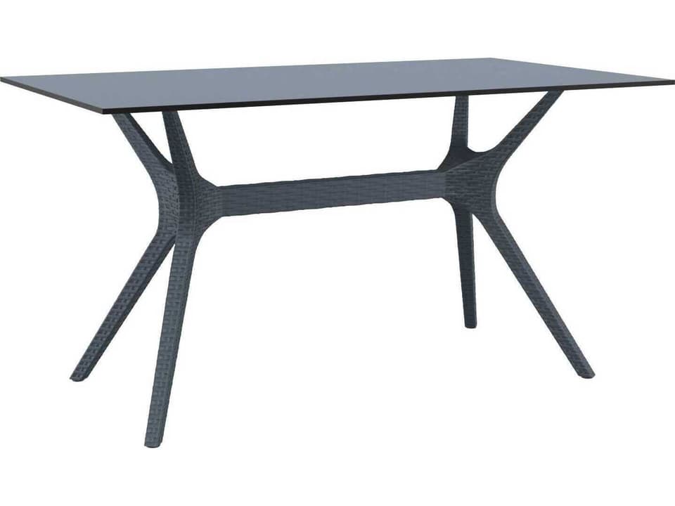 Ibiza Rectangular Dining Table with HPL Top in Dark Gray