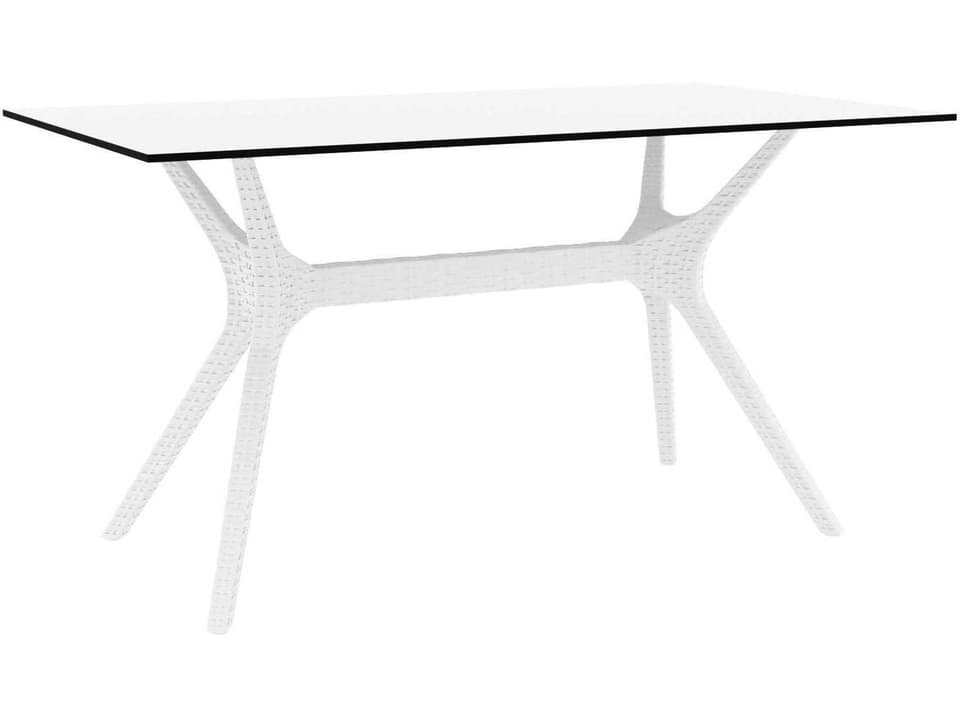 Ibiza 55-Inch Rectangular Dining Table with HPL Top in White