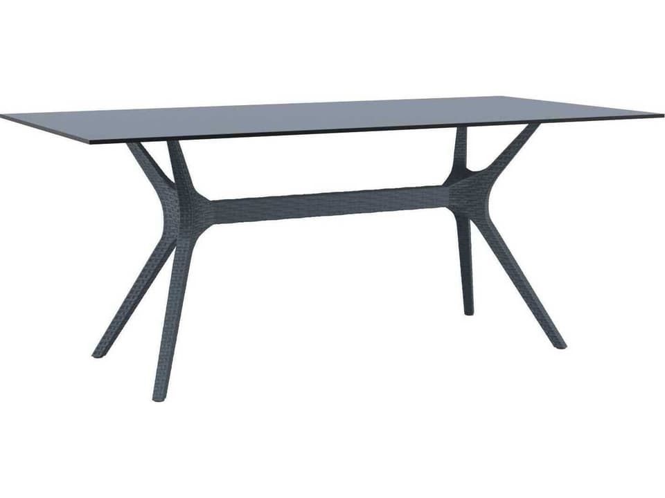 Ibiza 71-Inch Rectangular HPL Top Resin Dining Table in Dark Gray