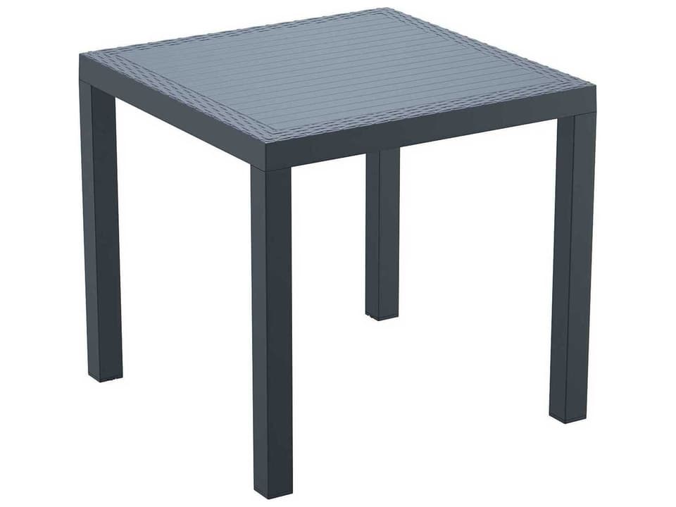 Orlando 31 Inch Square Wickerlook Resin Dining Table in Dark Gray