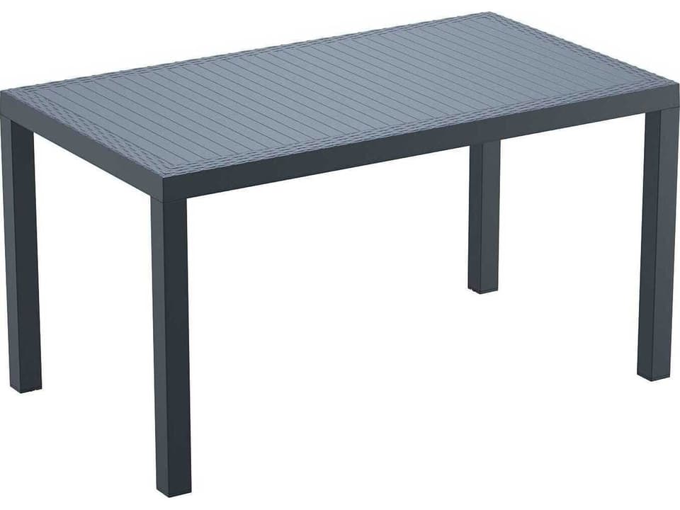 Orlando 55-Inch Rectangular Resin Dining Table in Dark Gray