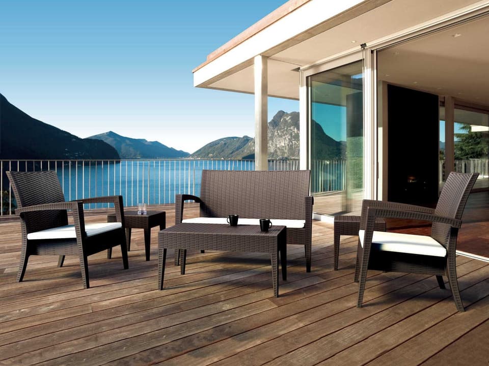 Miami Brown Resin Cushion Lounge Set
