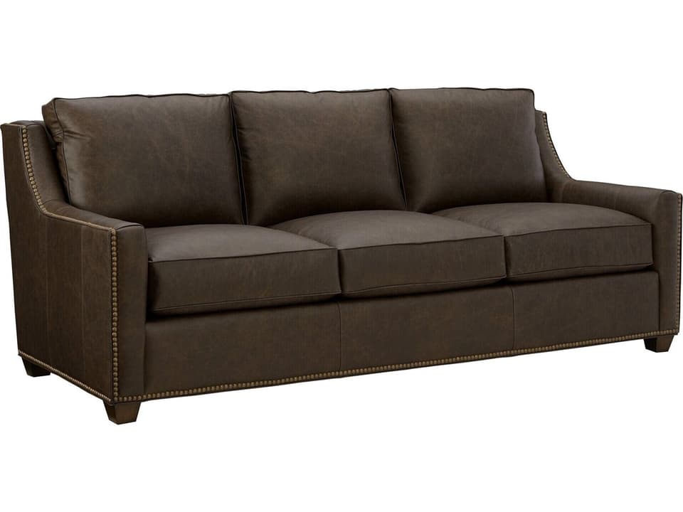 CM Leather 3-Seat Sofa with Nailhead Trim
