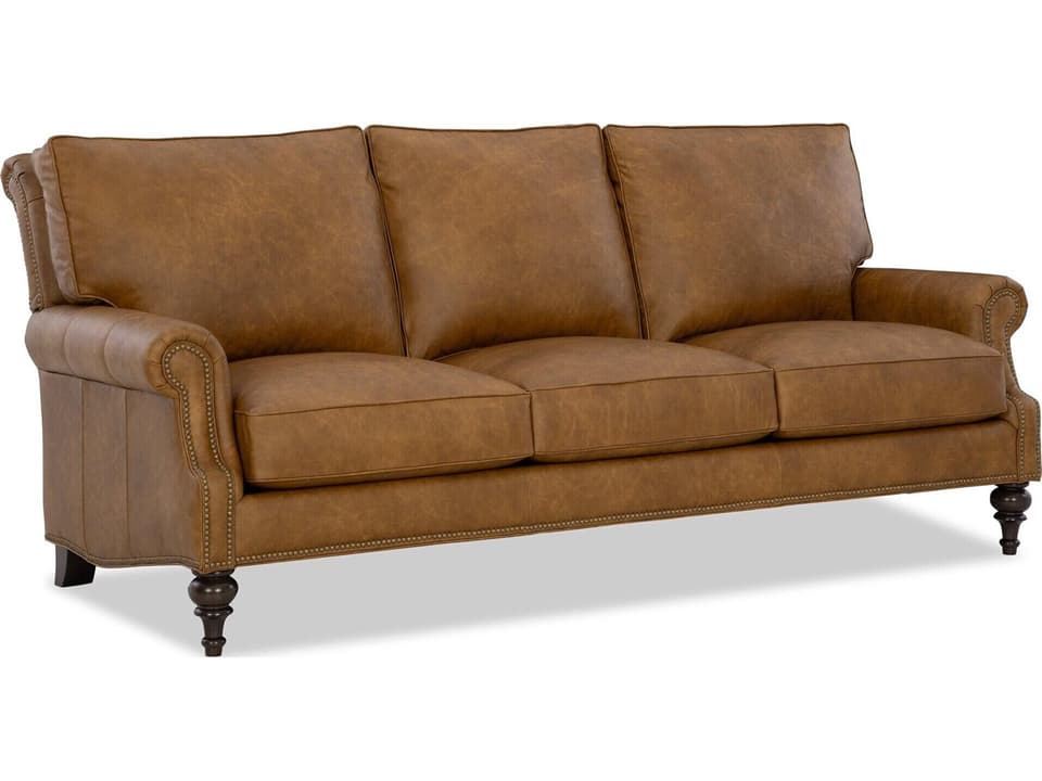 CM Leather Sofa with Rollover Back and Rolled Arms