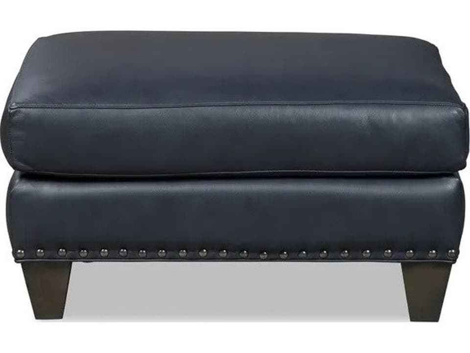 CM Leather Ottoman with Nailhead Trim