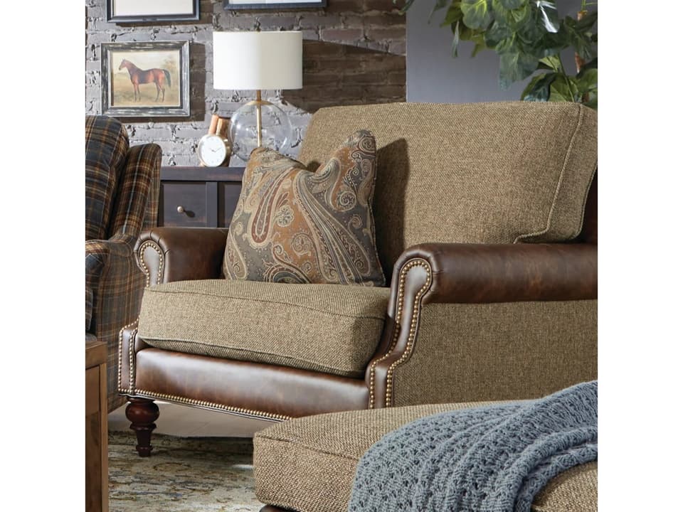 Custom Blends Chair and a Half with Rolled Arms and Turned Legs