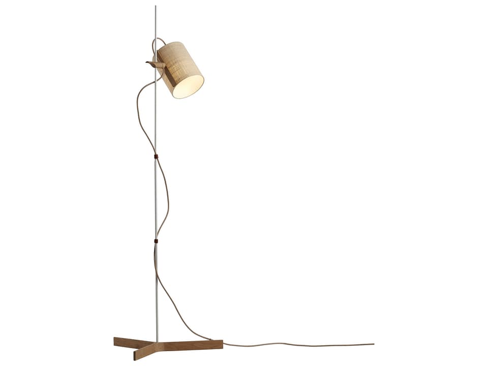 Magnetic Natural Oak 2-Light Floor Lamp with Khaki Fabric Shade
