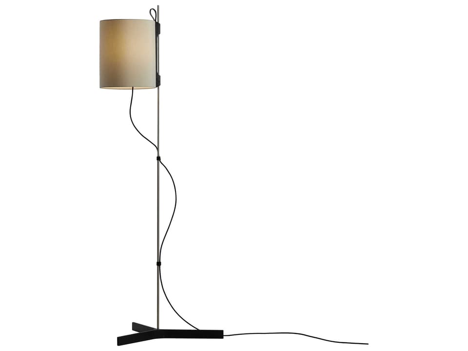 Magnetic Natural Oak Floor Lamp with Khaki Fabric Shade