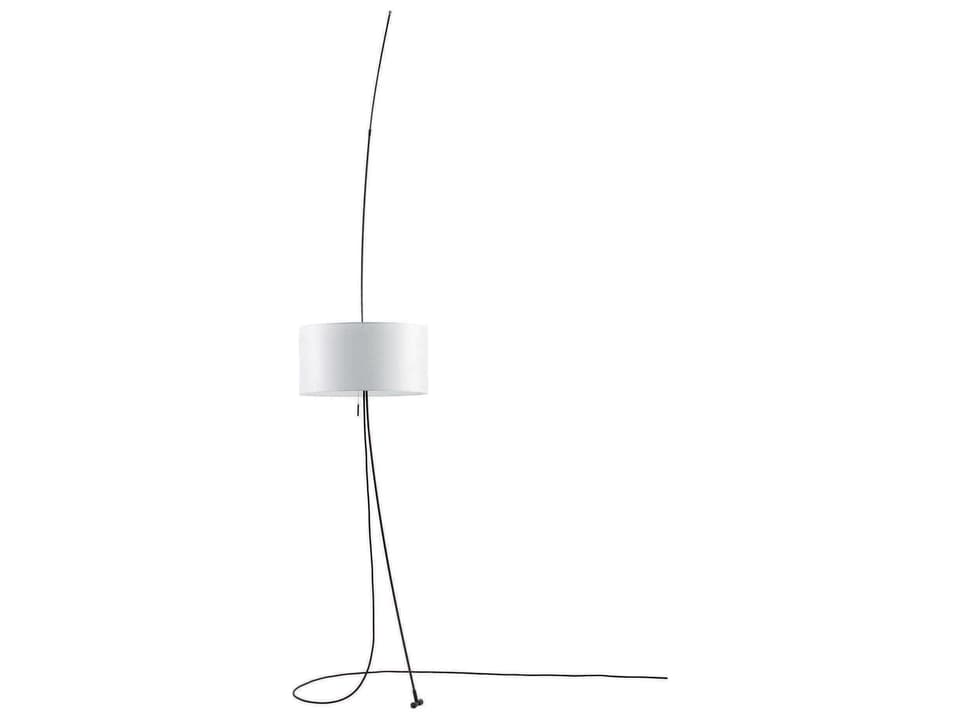 Totora 2-Light Adjustable Floor Lamp in Black with White Cotton Shade