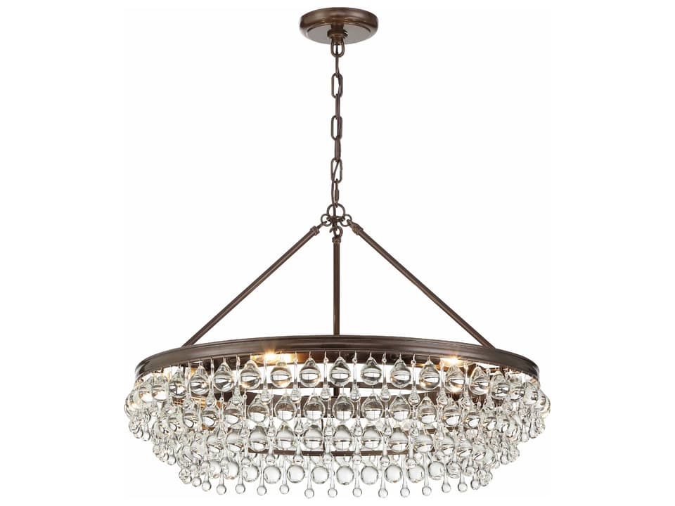 Calypso 6-Light Chandelier in Vibrant Bronze with Clear Glass Drops