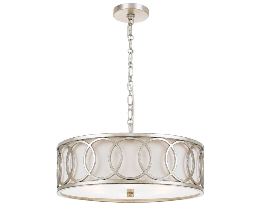 Graham 6-Light Chandelier in Antique Silver with Silk Shade