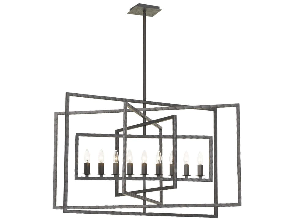 Capri 9-Light Geometric Chandelier in Raw Steel