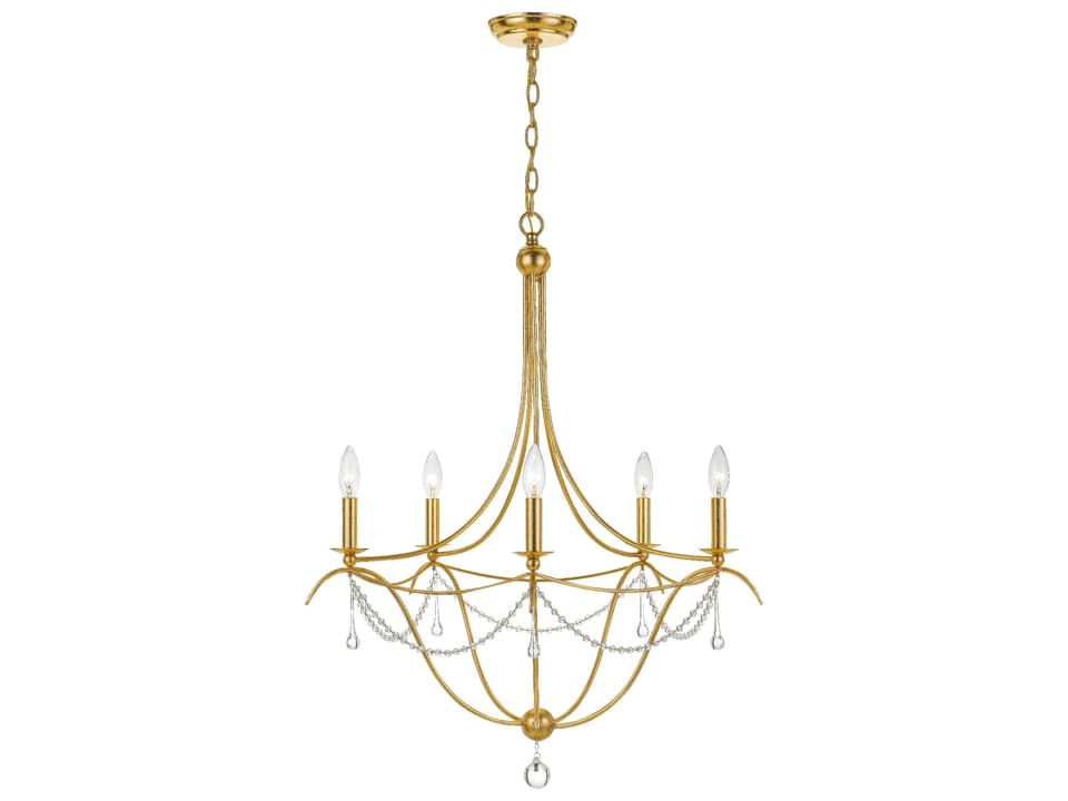 Metro 5-Light Chandelier in Antique Gold with Glass Beads