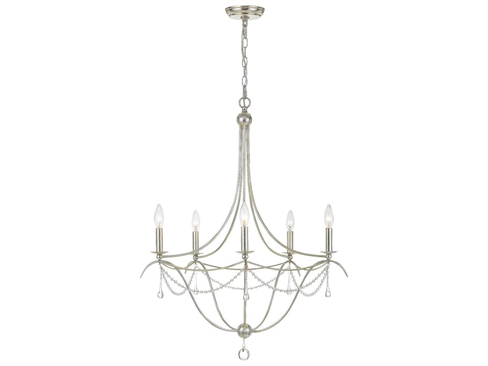 Metro 5-Light Chandelier in Antique Silver with Glass Beads