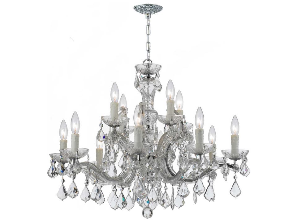 12-Light Maria Theresa Chandelier in Polished Chrome with Hand Cut Crystal