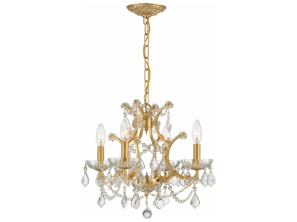 4-Light Filmore Crystal Mini Chandelier in Antique Gold